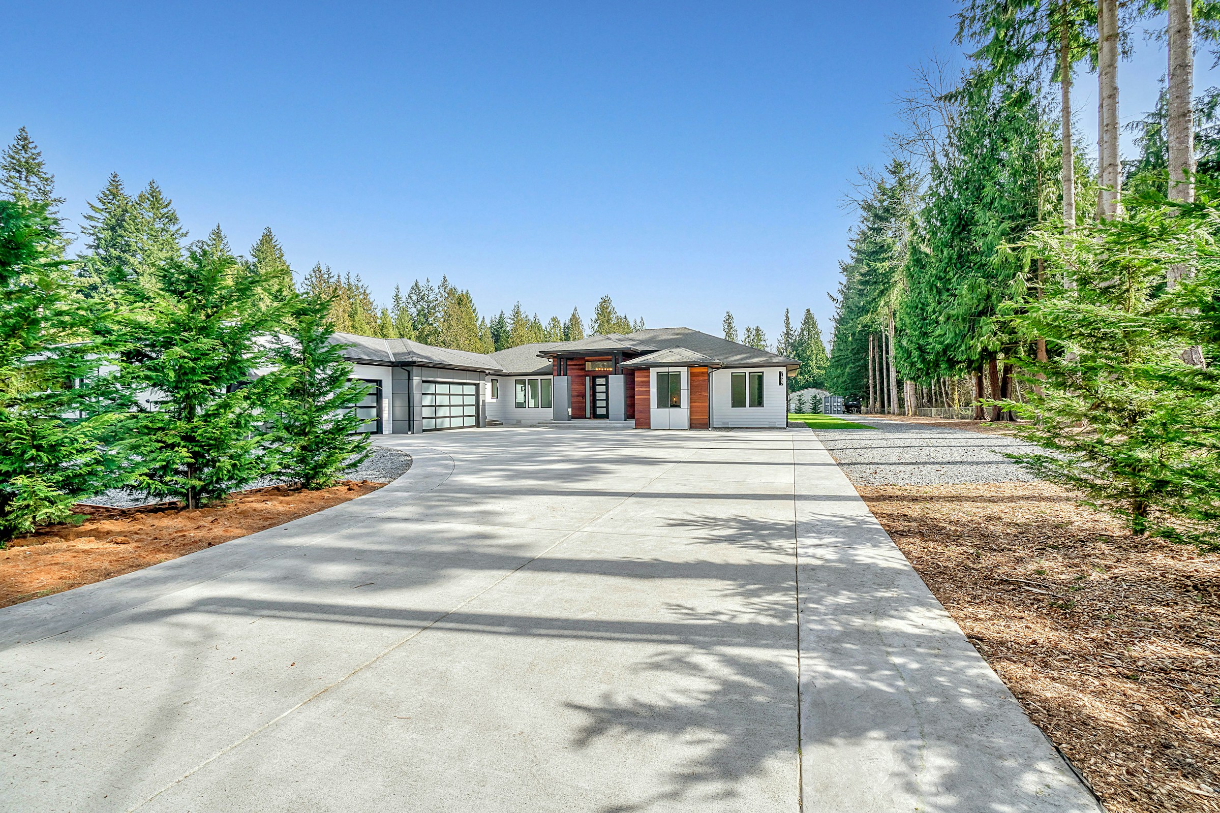 Contemporary white home with bold architectural lines, shown as design inspiration